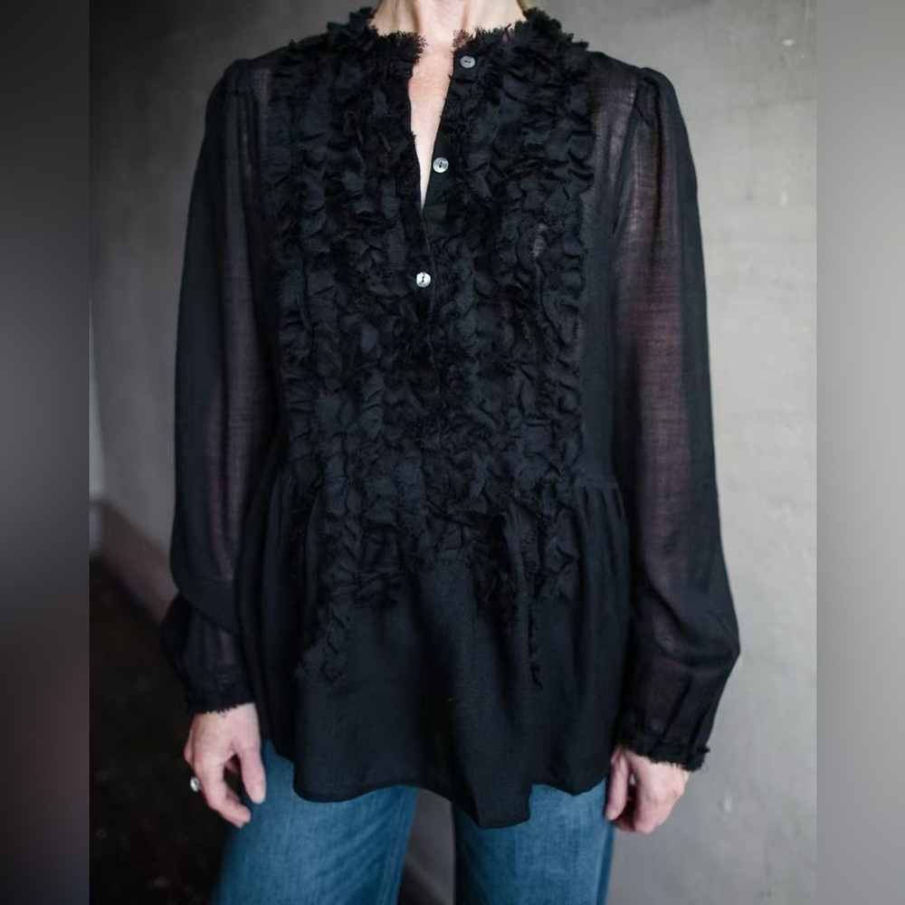 NWT $390 Ulla Johnson Cosima Tunic Top In Noir